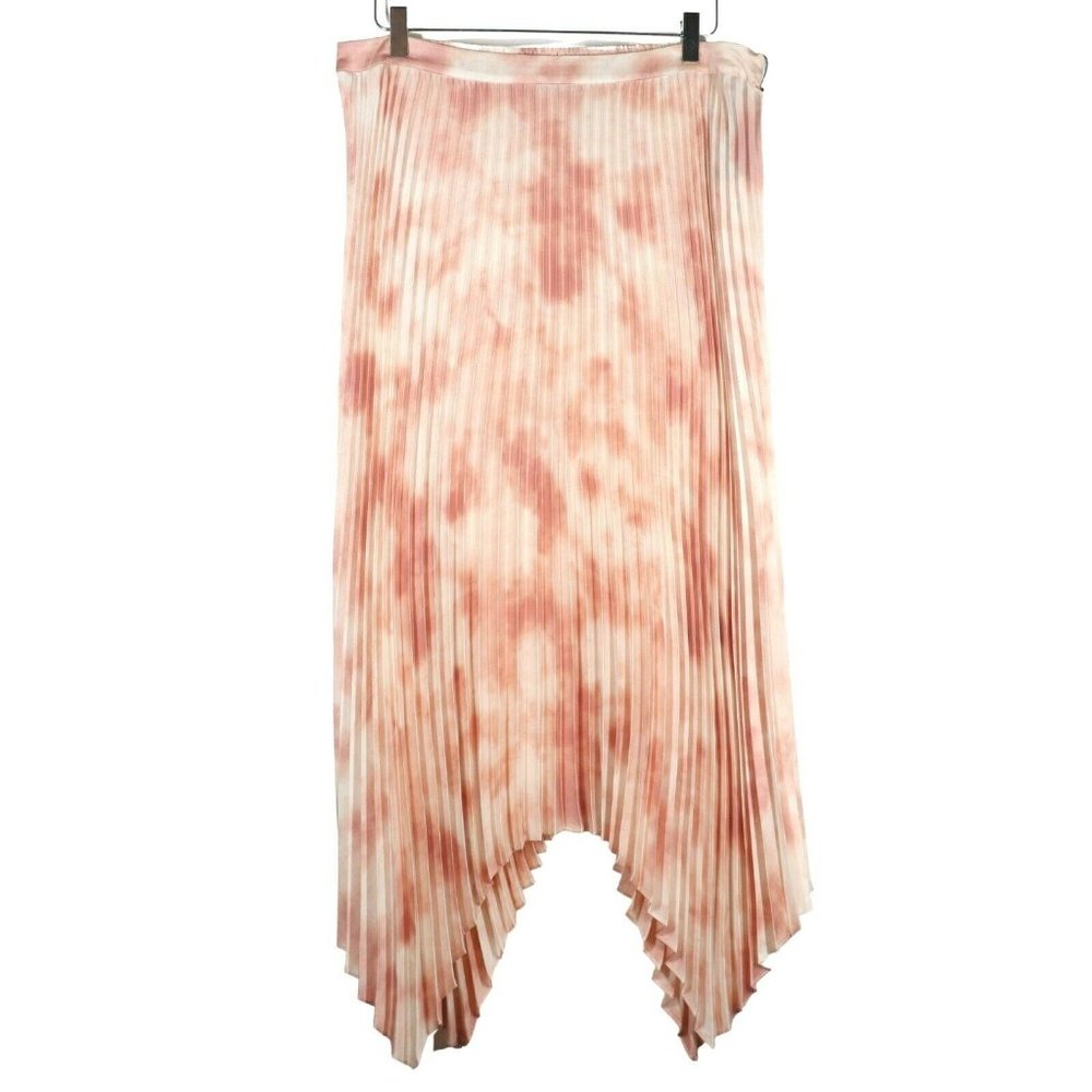 Vince Camuto Pleated A-Line Midi Skirt in Blush and Cream